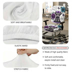 2-Piece Cute Cow Butterfly Floral  Computer Chair Cover Set, Seat and Backrest