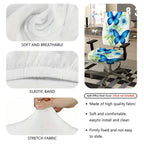 2-Piece Butterfly Flower Pattern Nature Colorful  Computer Chair Cover Set, Seat and Backrest