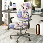 2-Piece Cow Birthday Celebration Cute Decorative  Computer Chair Cover Set, Seat and Backrest
