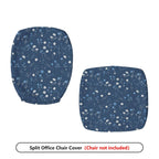2-Piece Floral Pattern Blue White Flower Nature Decor  Computer Chair Cover Set, Seat and Backrest