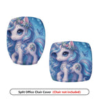 2-Piece Magical Unicorn Fantasy Butterfly Flower Glitter  Computer Chair Cover Set, Seat and Backrest