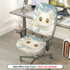 2-Piece Cute Cat Star Cloud Sky  Computer Chair Cover Set, Seat and Backrest