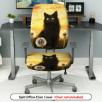 2-Piece Black Cat Dandelion Sunset Art Stylish  Computer Chair Cover Set, Seat and Backrest