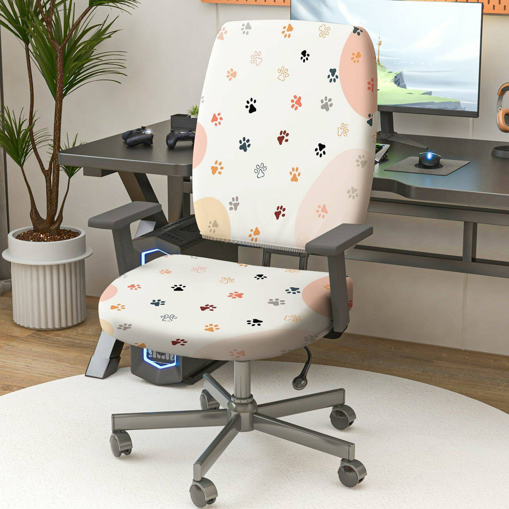 2-Piece Cat Paw Pattern  Computer Chair Cover Set, Seat and Backrest