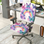 2-Piece Butterfly Rainbow Colorful Pattern Cute Decorative  Computer Chair Cover Set, Seat and Backrest