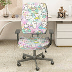 2-Piece Cute Colorful Rainbow Star Cat  Computer Chair Cover Set, Seat and Backrest