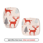 2-Piece Deer Christmas Tree Snowflake Holiday  Computer Chair Cover Set, Seat and Backrest