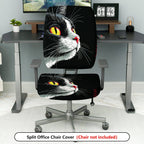 2-Piece Black Cat Animal Graphic Art Fun Fashion Halloween  Computer Chair Cover Set, Seat and Backrest