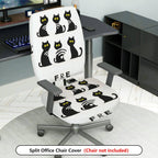 2-Piece Black cat pattern Halloween  Computer Chair Cover Set, Seat and Backrest