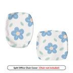 2-Piece Floral Pattern Cute Stylish Blue Leaf  Computer Chair Cover Set, Seat and Backrest