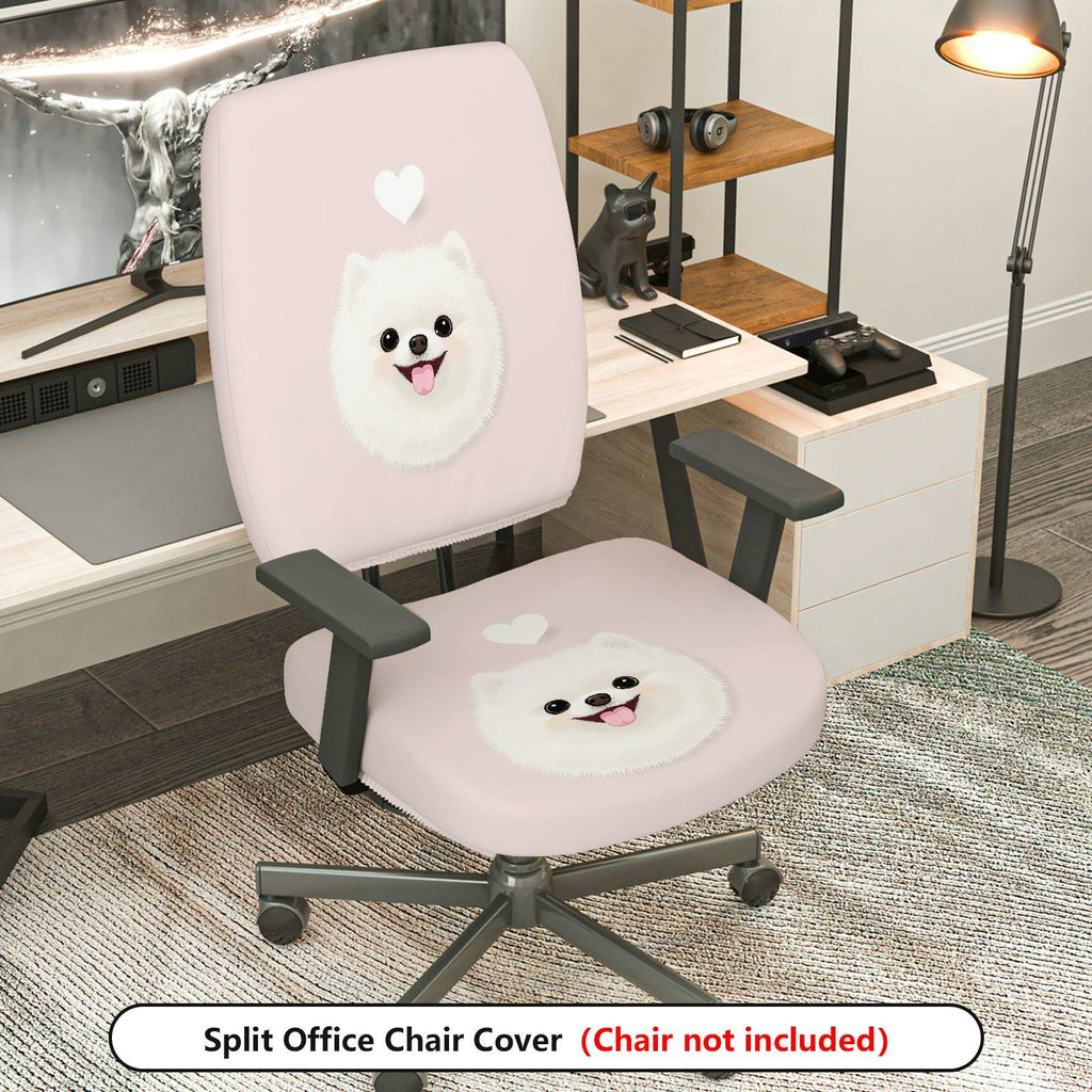 2-Piece Cute Dog Heart Pink Cozy Fun  Computer Chair Cover Set, Seat and Backrest
