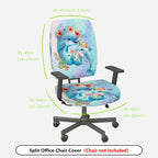2-Piece Dolphin Ocean Flowers Animal  Computer Chair Cover Set, Seat and Backrest