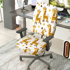 2-Piece Cute Giraffe Print Yellow Spot  Computer Chair Cover Set, Seat and Backrest