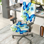 2-Piece Butterfly Flower Pattern Nature Colorful  Computer Chair Cover Set, Seat and Backrest