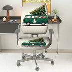 2-Piece Christmas Holiday Vintage Car Tree Dog Snow  Computer Chair Cover Set, Seat and Backrest