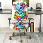 2-Piece Cute Colorful Floral Happy Easter  Computer Chair Cover Set, Seat and Backrest