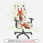 2-Piece Christmas Dog Reindeer Pattern Festive Holiday  Computer Chair Cover Set, Seat and Backrest