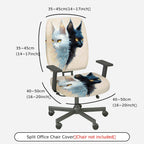 2-Piece Artistic Dual Cats Ink Painting Stylish Modern Unique  Computer Chair Cover Set, Seat and Backrest