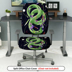 2-Piece Abstract Colorful Snake Space Pattern  Computer Chair Cover Set, Seat and Backrest