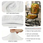 2-Piece Floral Dog Animal Green Pattern  Computer Chair Cover Set, Seat and Backrest