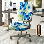 2-Piece Butterfly Flower Pattern Nature Colorful  Computer Chair Cover Set, Seat and Backrest