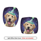 2-Piece Cute Dog Party Hat Celebration Confetti Joyful  Computer Chair Cover Set, Seat and Backrest