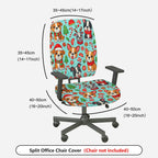 2-Piece Christmas Dog Candy Snowflake Tree  Computer Chair Cover Set, Seat and Backrest