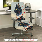 2-Piece Black Cat Heart Collar Cute Decorative  Computer Chair Cover Set, Seat and Backrest
