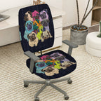 2-Piece Colorful Cute Dog Pattern Stylish Creative Fun  Computer Chair Cover Set, Seat and Backrest