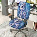 2-Piece Magical Unicorn Fantasy Butterfly Flower Glitter  Computer Chair Cover Set, Seat and Backrest