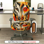 2-Piece Abstract Art Animal Colorful Unique Vibrant  Computer Chair Cover Set, Seat and Backrest