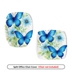 2-Piece Butterfly Flower Pattern Nature Colorful  Computer Chair Cover Set, Seat and Backrest