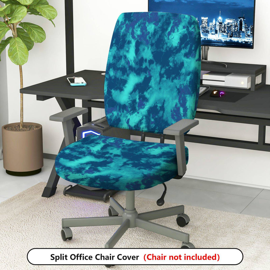 2-Piece Abstract Pattern Tie-dye Blue  Computer Chair Cover Set, Seat and Backrest