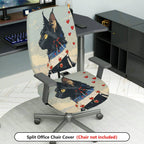 2-Piece Black Cat Heart Collar Cute Decorative  Computer Chair Cover Set, Seat and Backrest