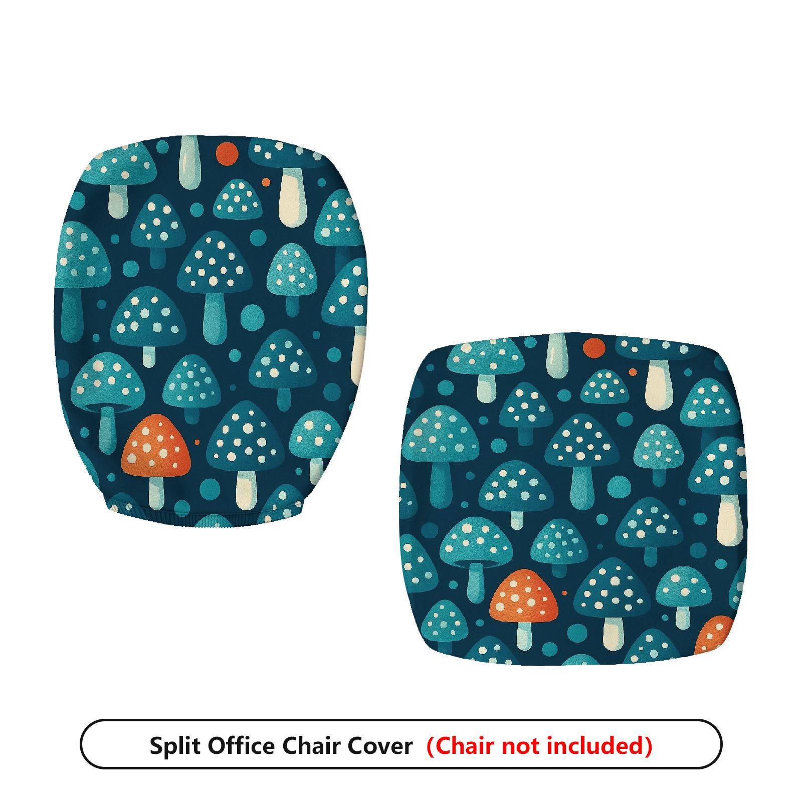 2-Piece Mushroom Forest Pattern Decorative Comfortable Ergonomic  Computer Chair Cover Set, Seat and Backrest