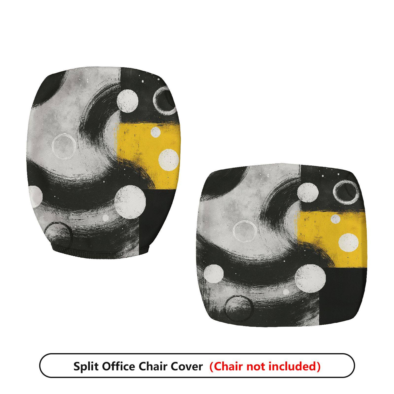 2-Piece Abstract Modern Artistic Moon Star Universe  Computer Chair Cover Set, Seat and Backrest
