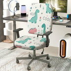 2-Piece Cute Dinosaur Pattern Colorful Fun Playful  Computer Chair Cover Set, Seat and Backrest
