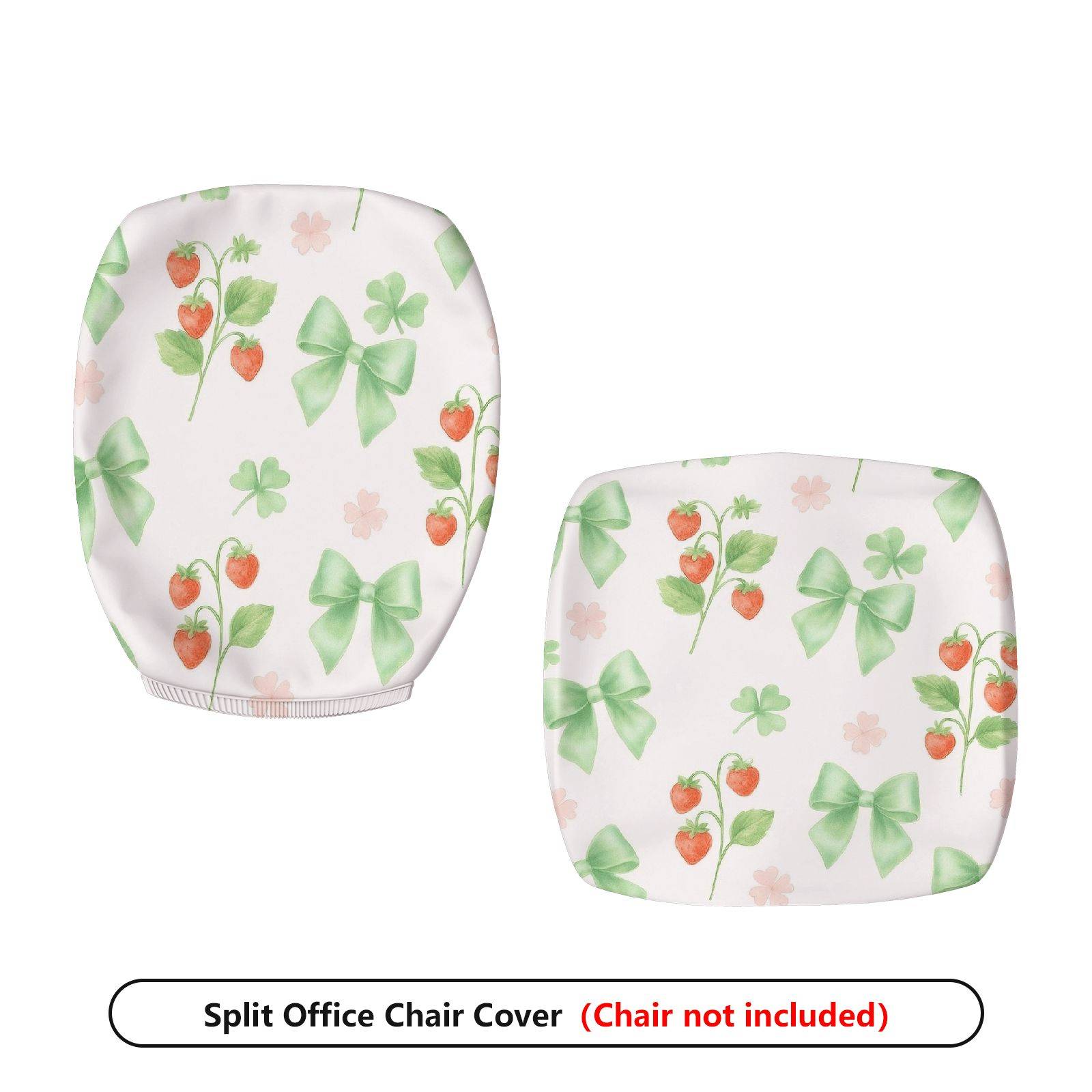 2-Piece Strawberry Bow Clover Flower Pink  Computer Chair Cover Set, Seat and Backrest