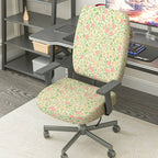 2-Piece Floral Pattern Rose Print Garden Style Flower  Computer Chair Cover Set, Seat and Backrest