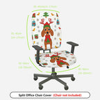 2-Piece Christmas Dog Reindeer Snowflake Gift  Computer Chair Cover Set, Seat and Backrest