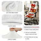 2-Piece Deer Red Bow Christmas  Computer Chair Cover Set, Seat and Backrest