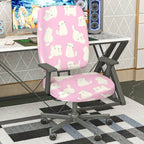 2-Piece Pink Cat Pattern Cute Decorative  Computer Chair Cover Set, Seat and Backrest