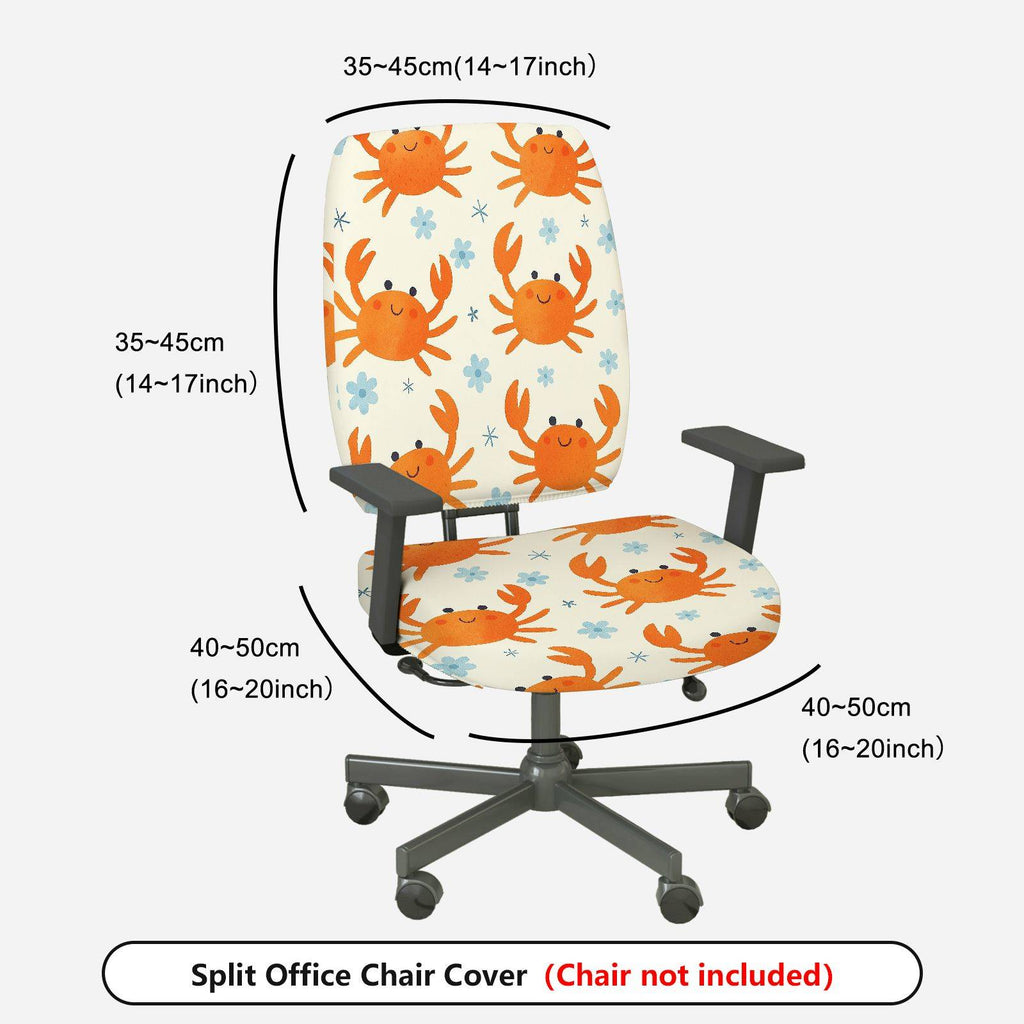 2-Piece Cute Crab Pattern  Computer Chair Cover Set, Seat and Backrest