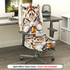 2-Piece Animal Cat Bell Drawn Pattern  Computer Chair Cover Set, Seat and Backrest