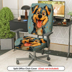 2-Piece Dog Pet Animal Funny Art Colorful  Computer Chair Cover Set, Seat and Backrest