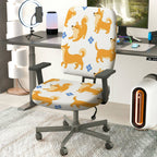 2-Piece Cute Dog Flower Pattern Printed  Computer Chair Cover Set, Seat and Backrest