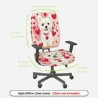 2-Piece Cute Valentine Dog Heart Love Romantic  Computer Chair Cover Set, Seat and Backrest