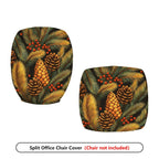 2-Piece Christmas Pinecone Berry Leaf Holiday  Computer Chair Cover Set, Seat and Backrest