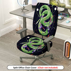 2-Piece Abstract Colorful Snake Space Pattern  Computer Chair Cover Set, Seat and Backrest