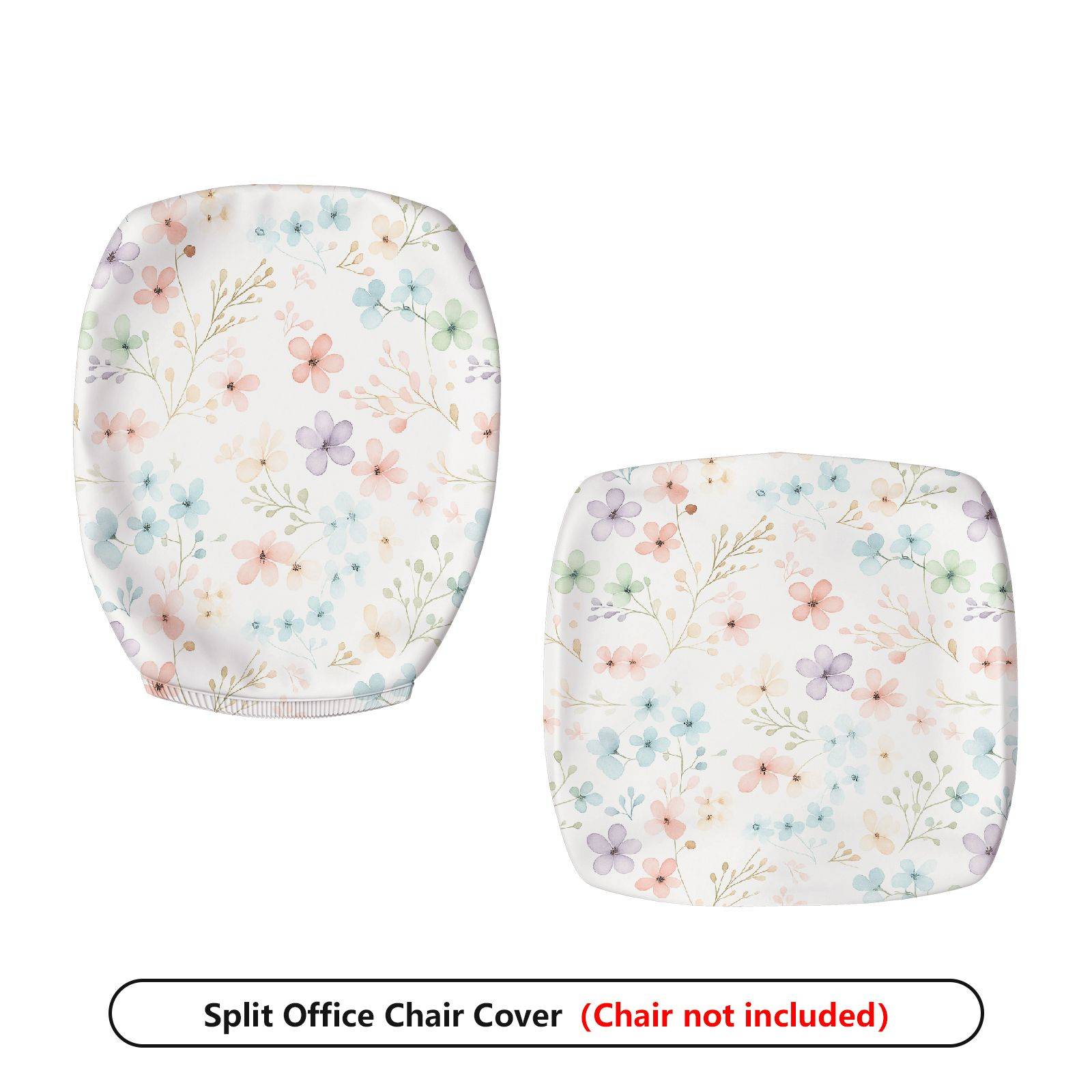2-Piece Floral Pastel Botanical Pattern Spring Decor  Computer Chair Cover Set, Seat and Backrest